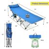 Folding Camping Cot with Side Storage Pocket Detachable Headrest